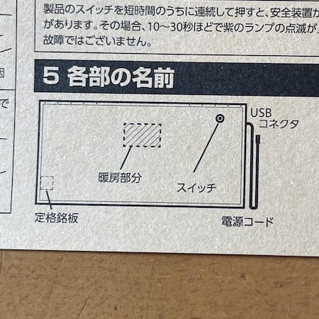 無印良品洗えるUSBブランケット暖房部分